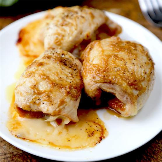 Baked Parmesan Chicken Rolls with Miso Sauce