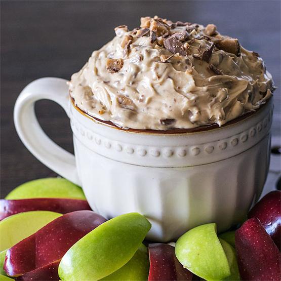 Apple Brickle Dip with Chocolate Bits