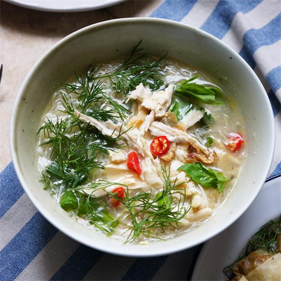 Leftover Turkey in Chinese Vermicelli Noodle Soup