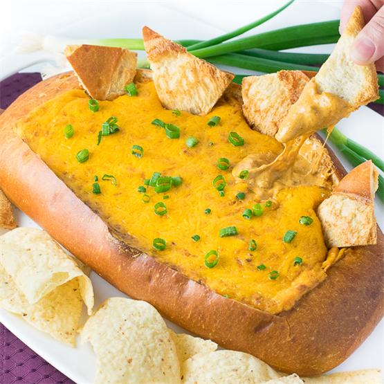 Easy Chili Cheese Dip Bread Boat