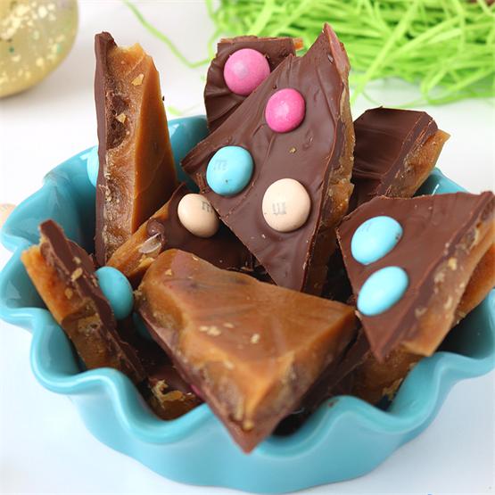 M&M Chocolate Toffee Bark for Easter