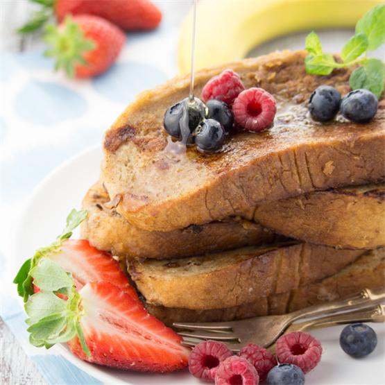 Vegan French Toast with Bananas and Berries
