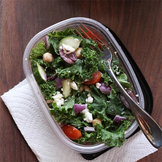 Kale Greek Salad is perfect for weekday lunch