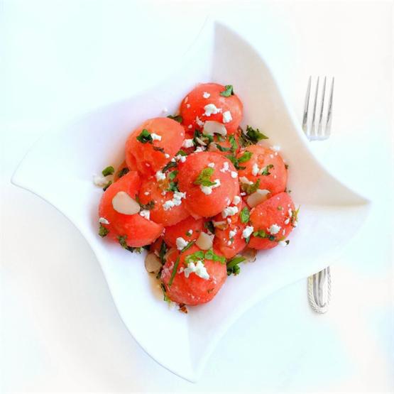 Quick Watermelon Salad with Feta Mint and Basil