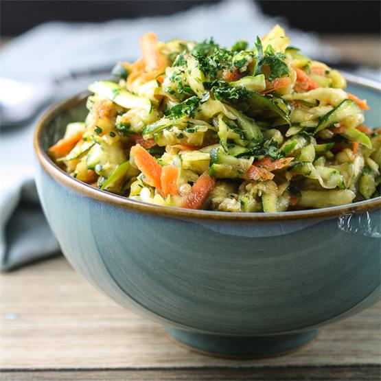 Zucchini Slaw with Miso-Ginger Dressing