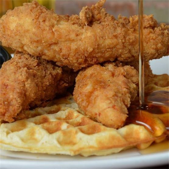 Chicken And Waffles With Beer Glazed Onions