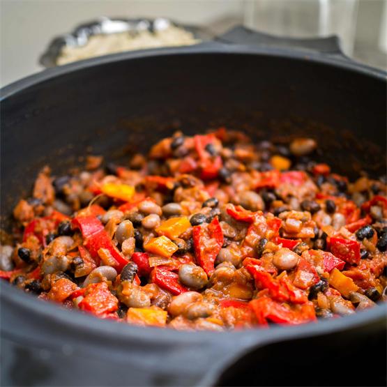 Black Bean Chili Sin Carne. Vegan, healthy, easy, delicious!