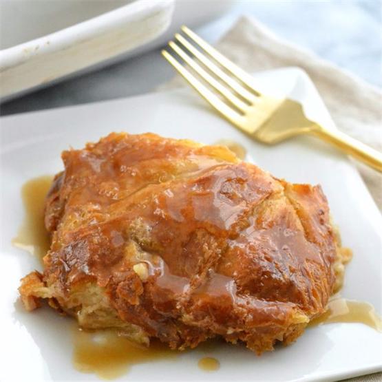 Croissant Bread Pudding With Caramel Sauce
