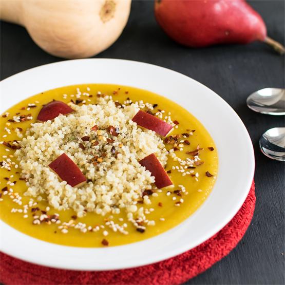 Red Pear Butternut Squash Soup with Quinoa