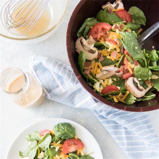 Spinach, Bacon & Egg Salad with Creamy Honey Mustard Dressing