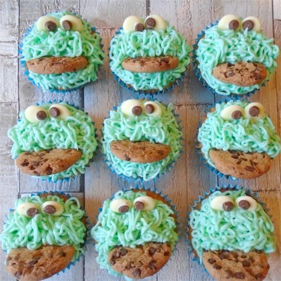 Cookie Monster Cupcakes with a full tummy of ganache