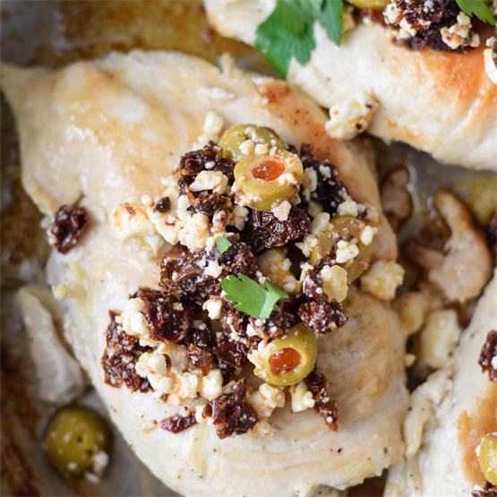 Skillet Chicken with Feta, Sun-Dried Tomatoes and Olives
