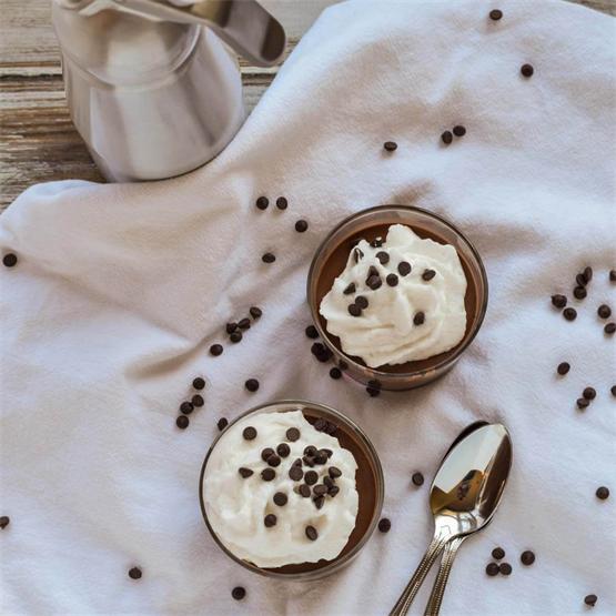 Two Ingredient Chocolate Pudding with Coconut Whipped Cream