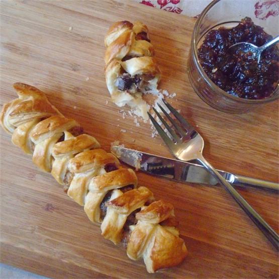 Savoury Plait with beans, chestnuts, cheese and cranberries