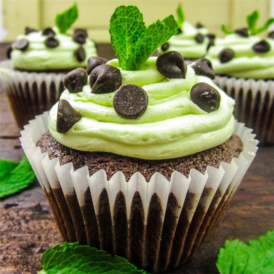 Mint Chocolate Chip Cupcakes -  So delicious & quick to make!