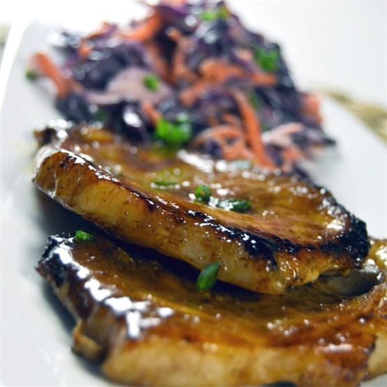 25-Minute Soy-Honey Pork with Creamy Coleslaw