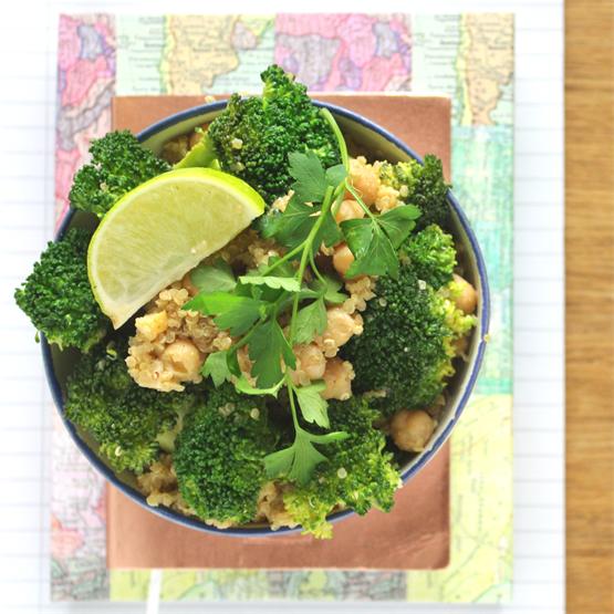 Easy Broccoli Salad with Chickpeas and Quinoa