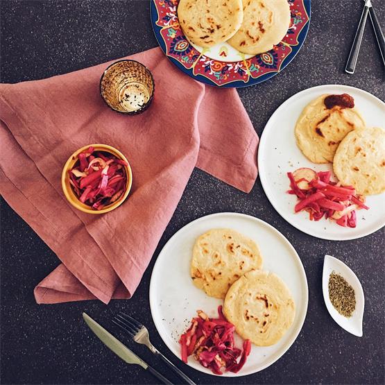 Cheese Pupusas with Pickled Cabbage