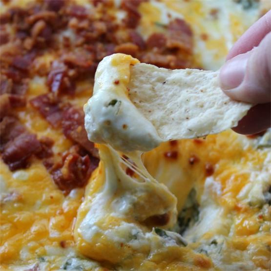 3 Cheese Dip with Bacon & Spinach