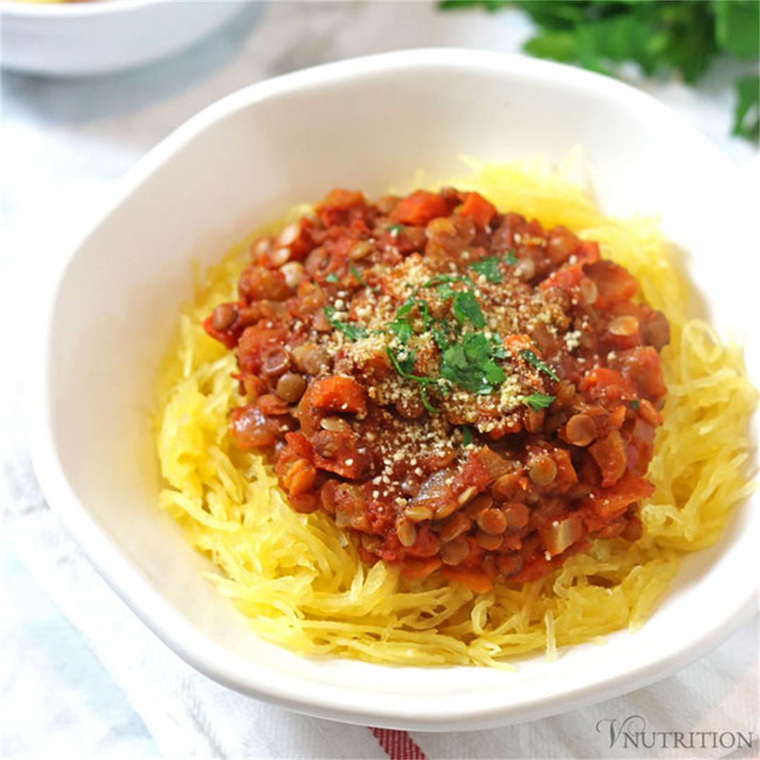 Lentil Bolognese With Spaghetti Squash