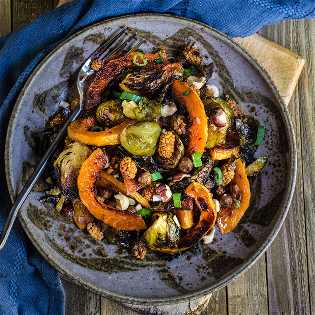 Roasted brussels sprouts and squash salad