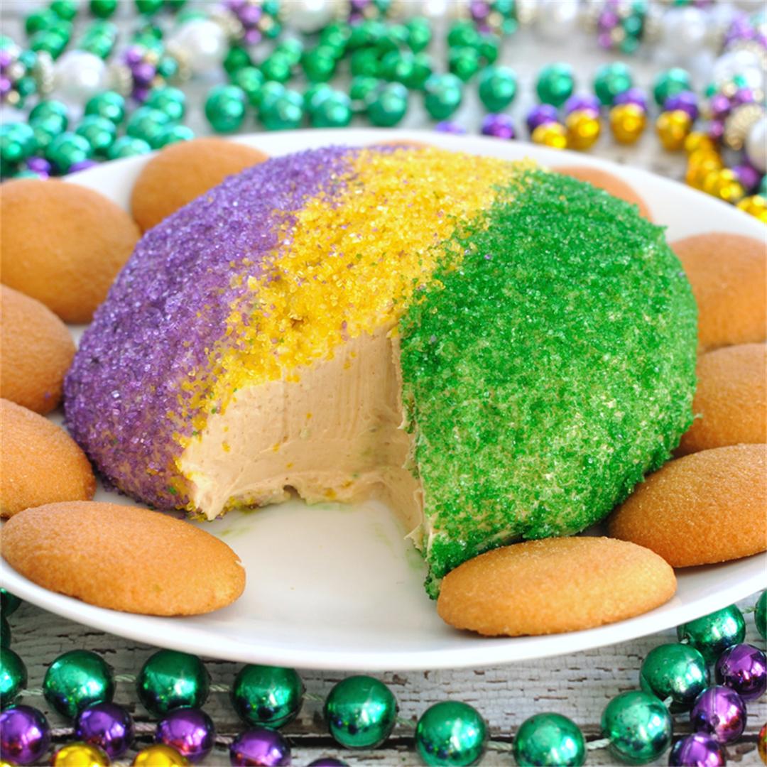 King Cake Cheese Ball for Mardi Gras