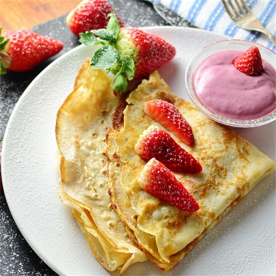 Strawberry Ricotta Crepe Pancakes