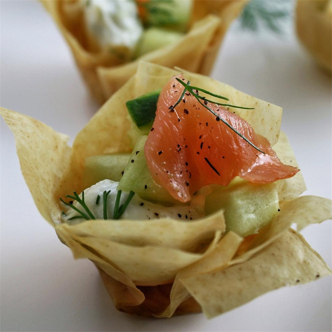 Smoked Salmon Cups With Cucumber & Dill