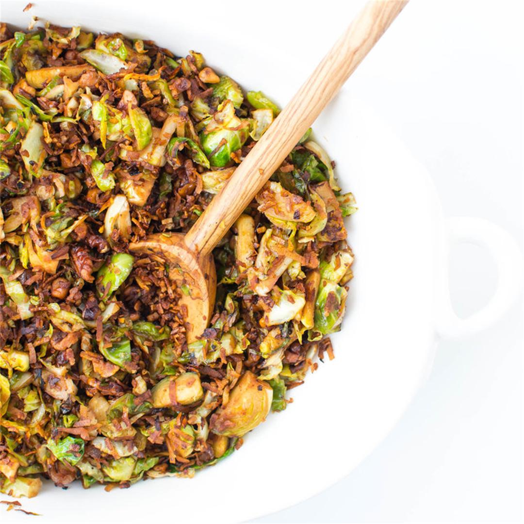Brussels Sprouts and Toasted Coconut Bacon Slaw