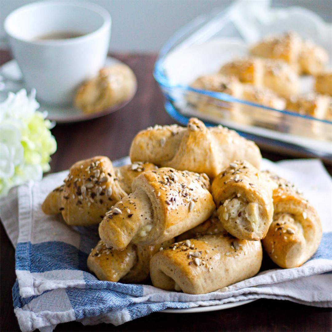 Fluffy and tasty Feta and parmesan crescent rolls