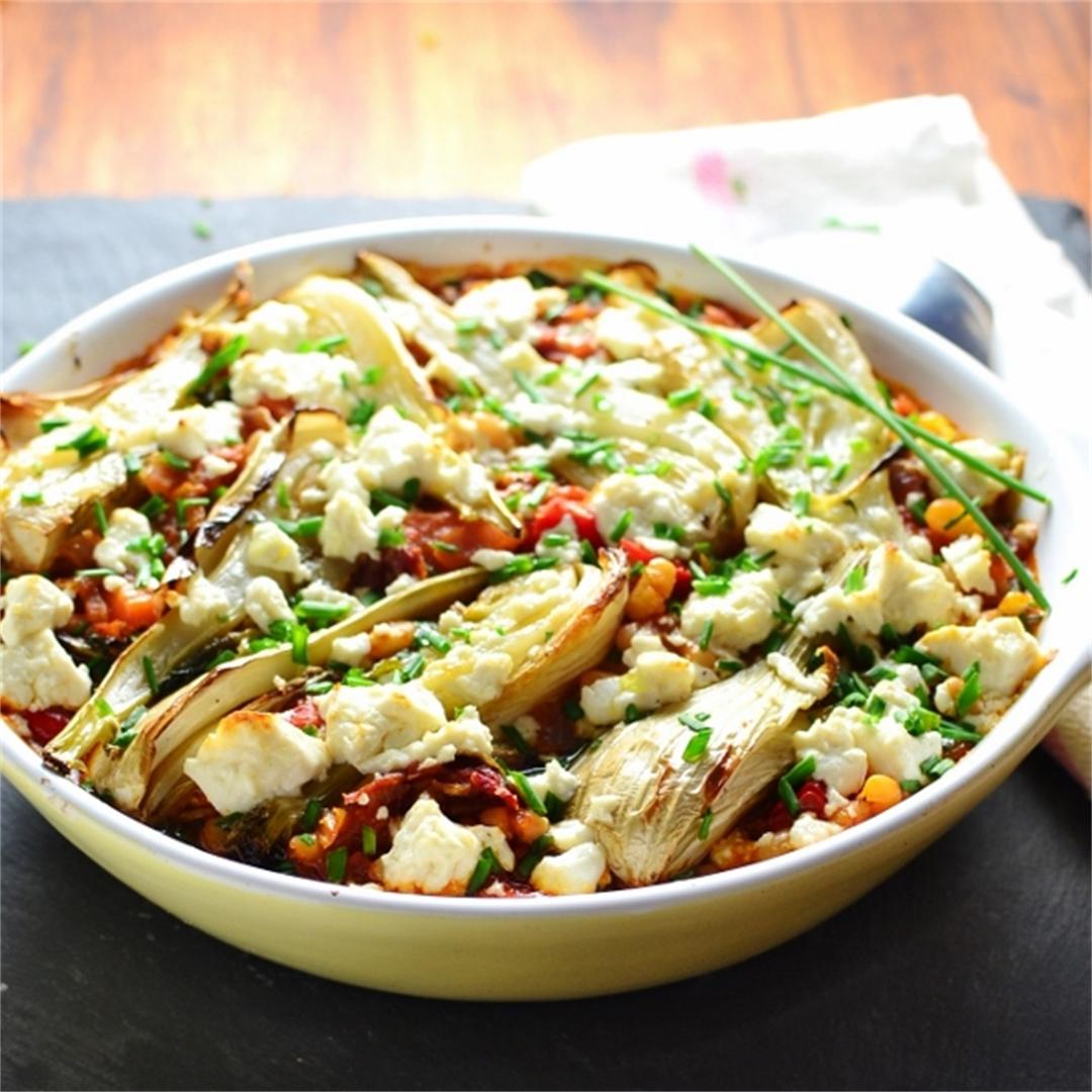 Roasted Fennel with Vegetables and Feta