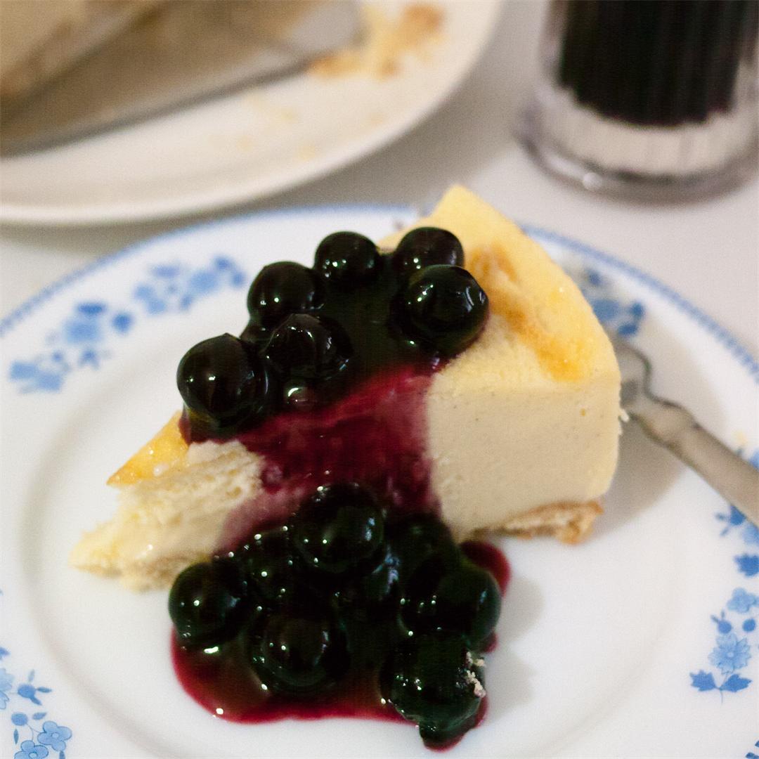 Classic Blueberry Cheesecake with Blueberry Compote