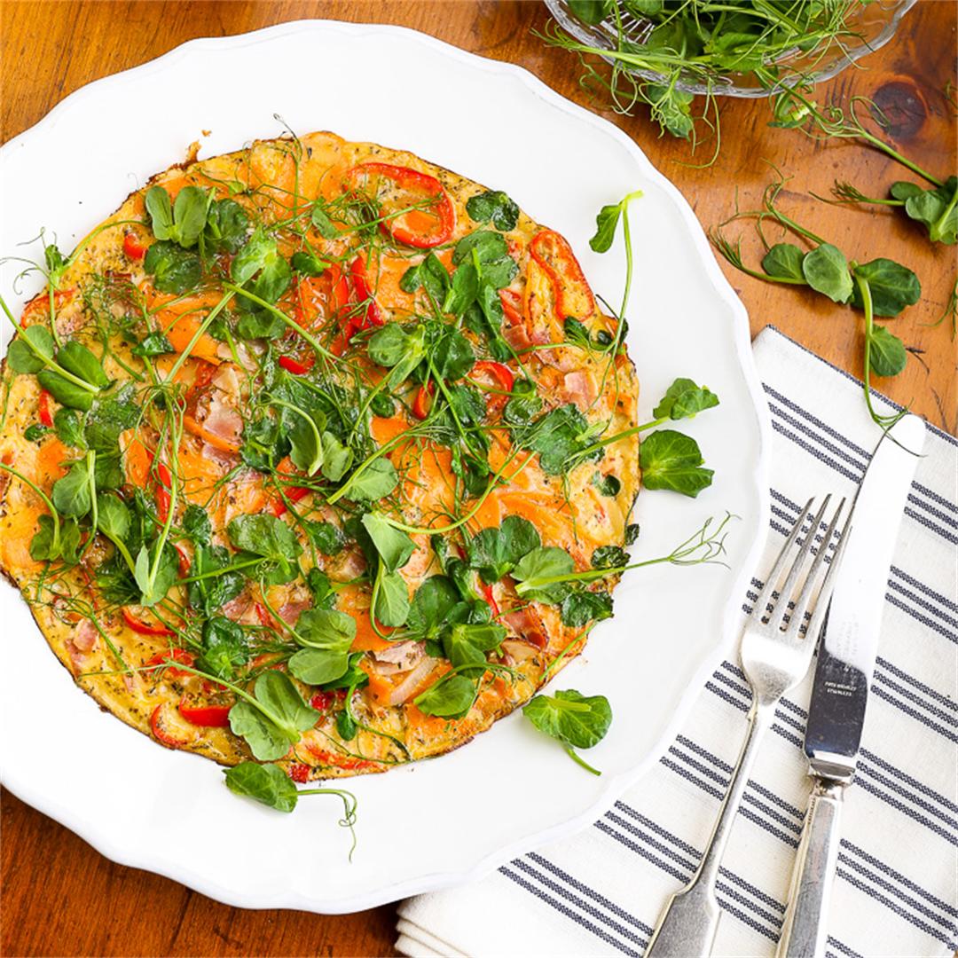 Vegetable Omelette with Pea Shoots - quick & healthy lunch