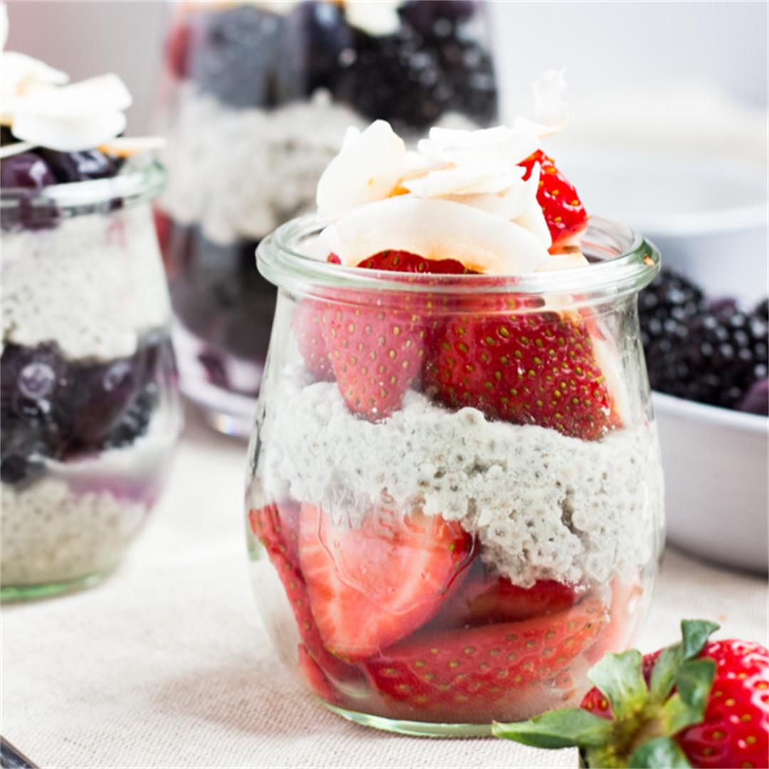 Coconut Chia Parfaits with Fresh Berries