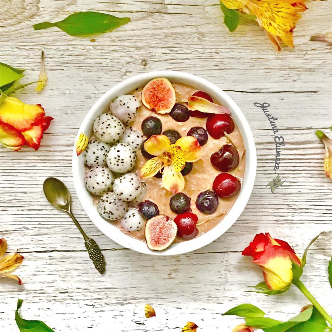 PALEO Overnight Oats with Cherries, Dragon Fruit & Figs