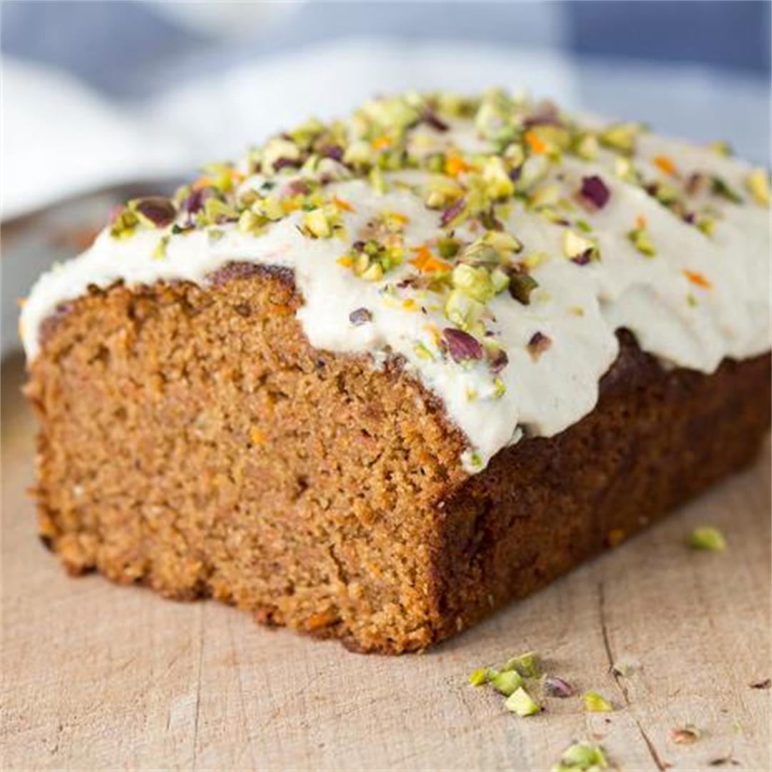 Vegan carrot cake with delicate frosting