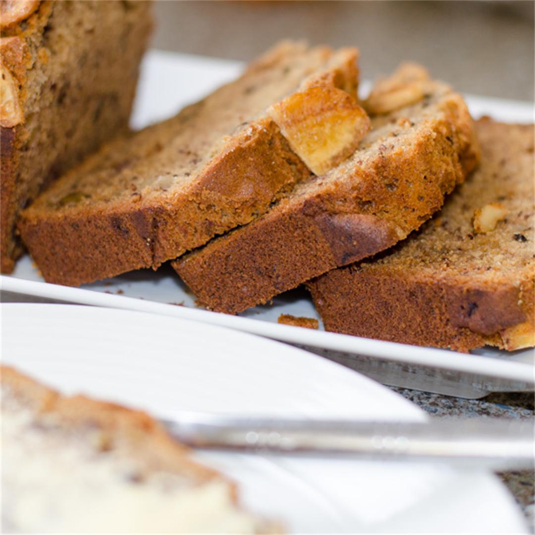 A lovely moist banana bread with walnuts and warming spices.