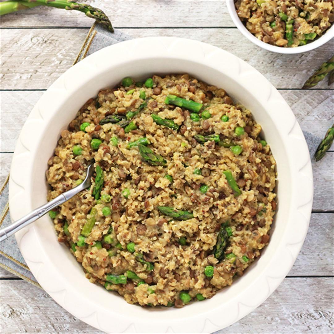 One-Pot Lentil Quinoa With Asparagus And Peas
