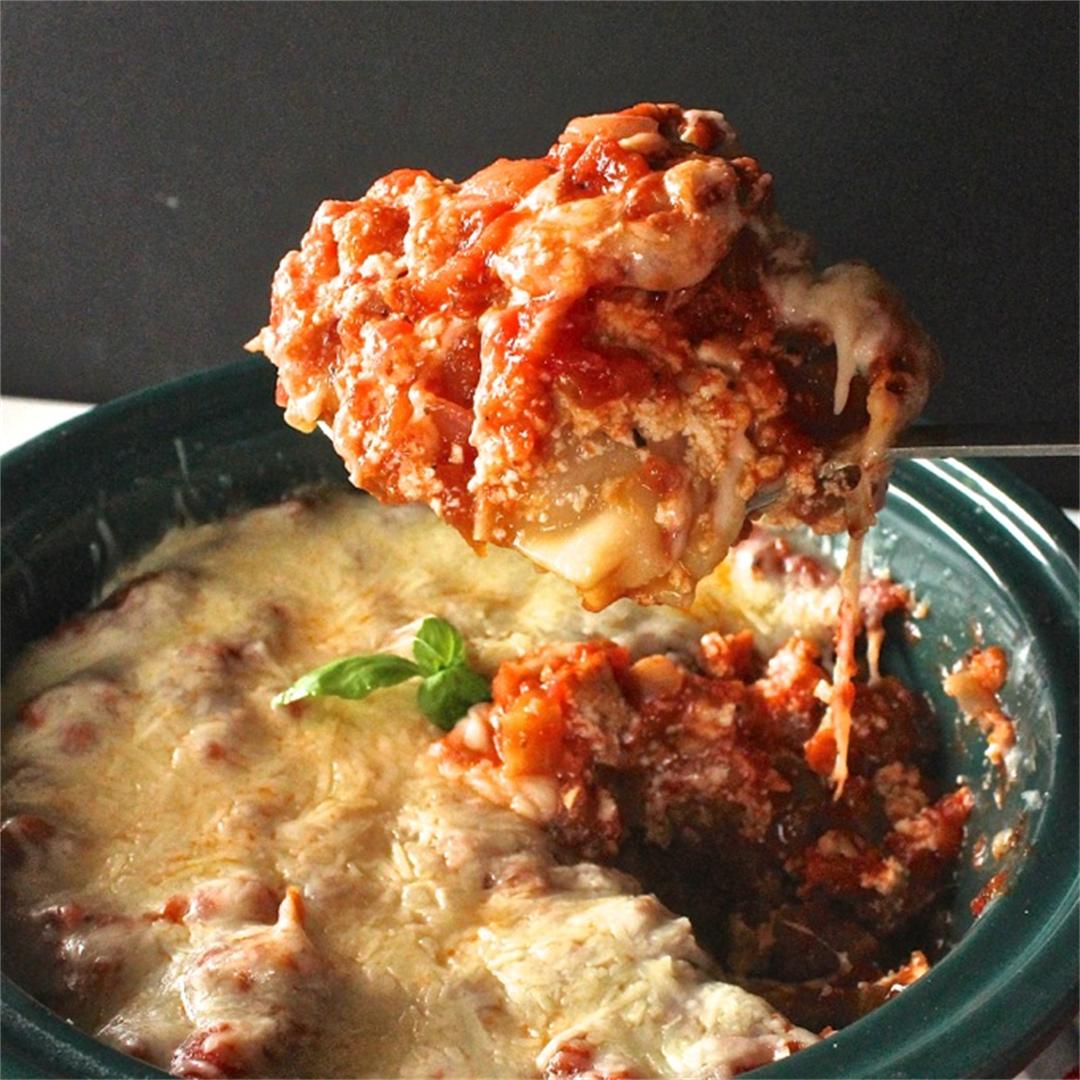 Slow Cooker Lasagna with Sausage and Eggplant