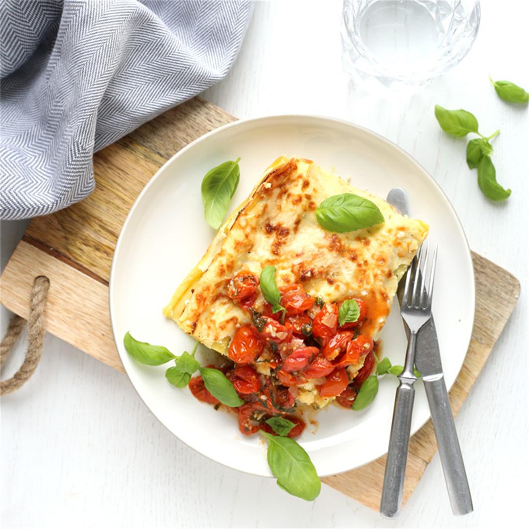 Vegetarian lasagne with roasted tomatoes