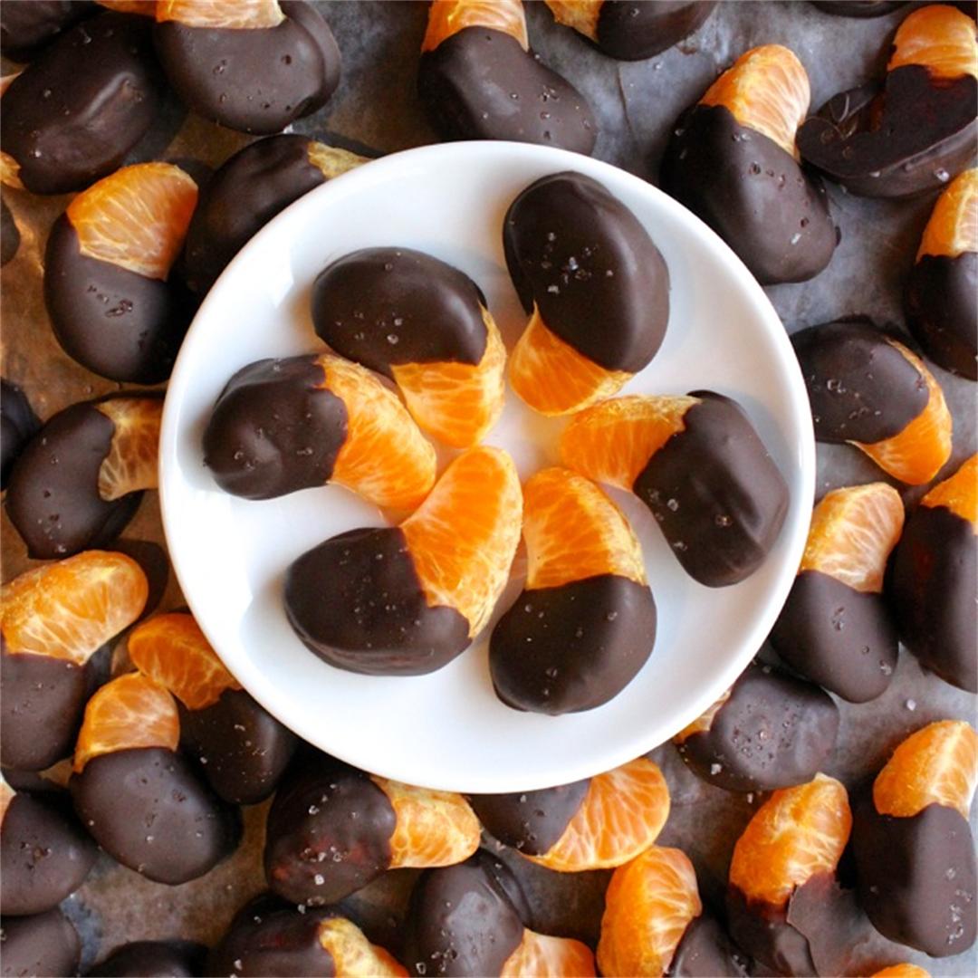 Chocolate Dipped Tangerines with Sea Salt