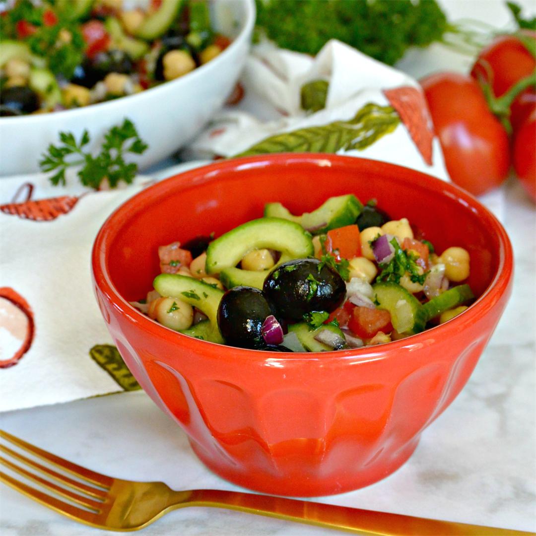 Olive Cucumber Chickpea Salad