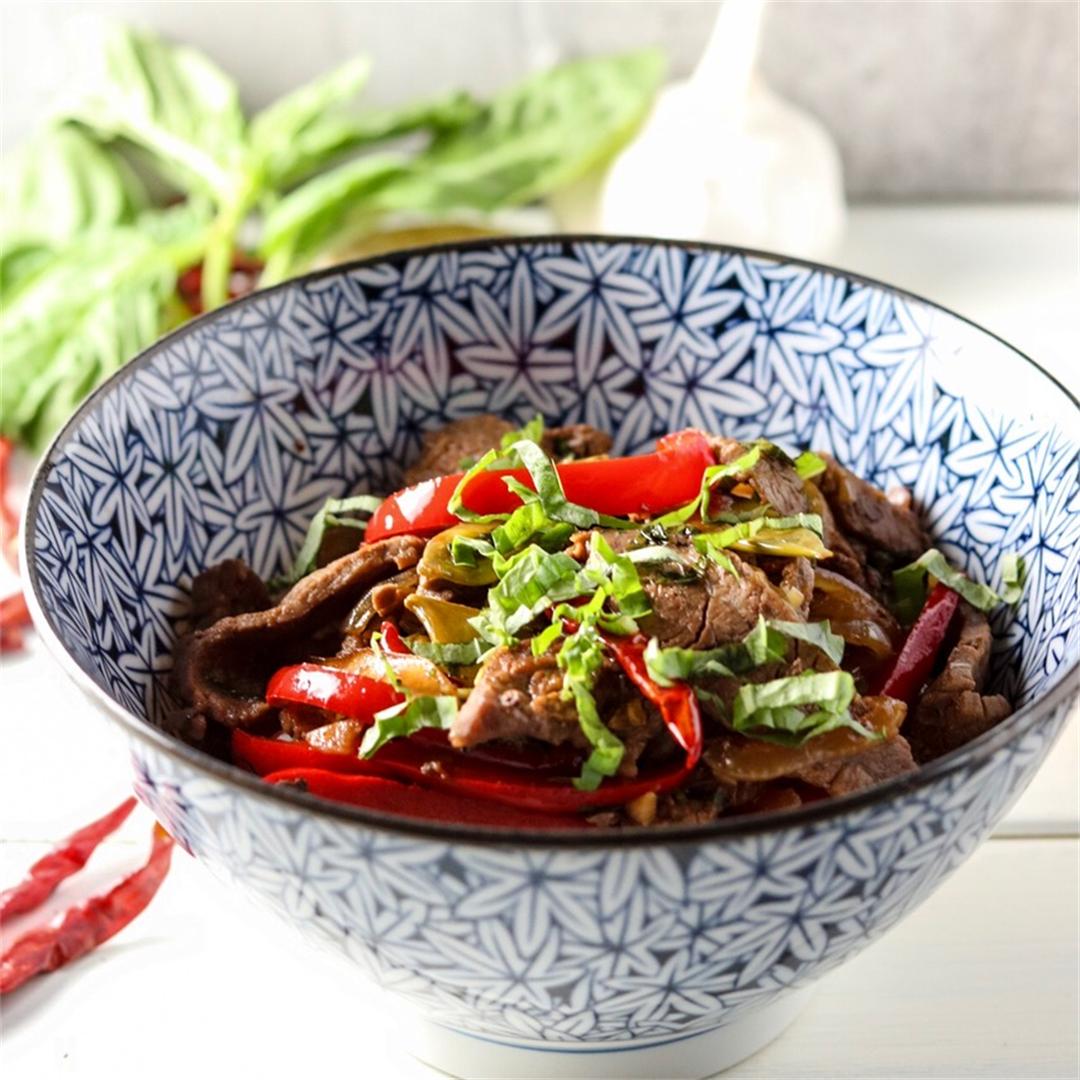 Spicy Basil Beef Bowls