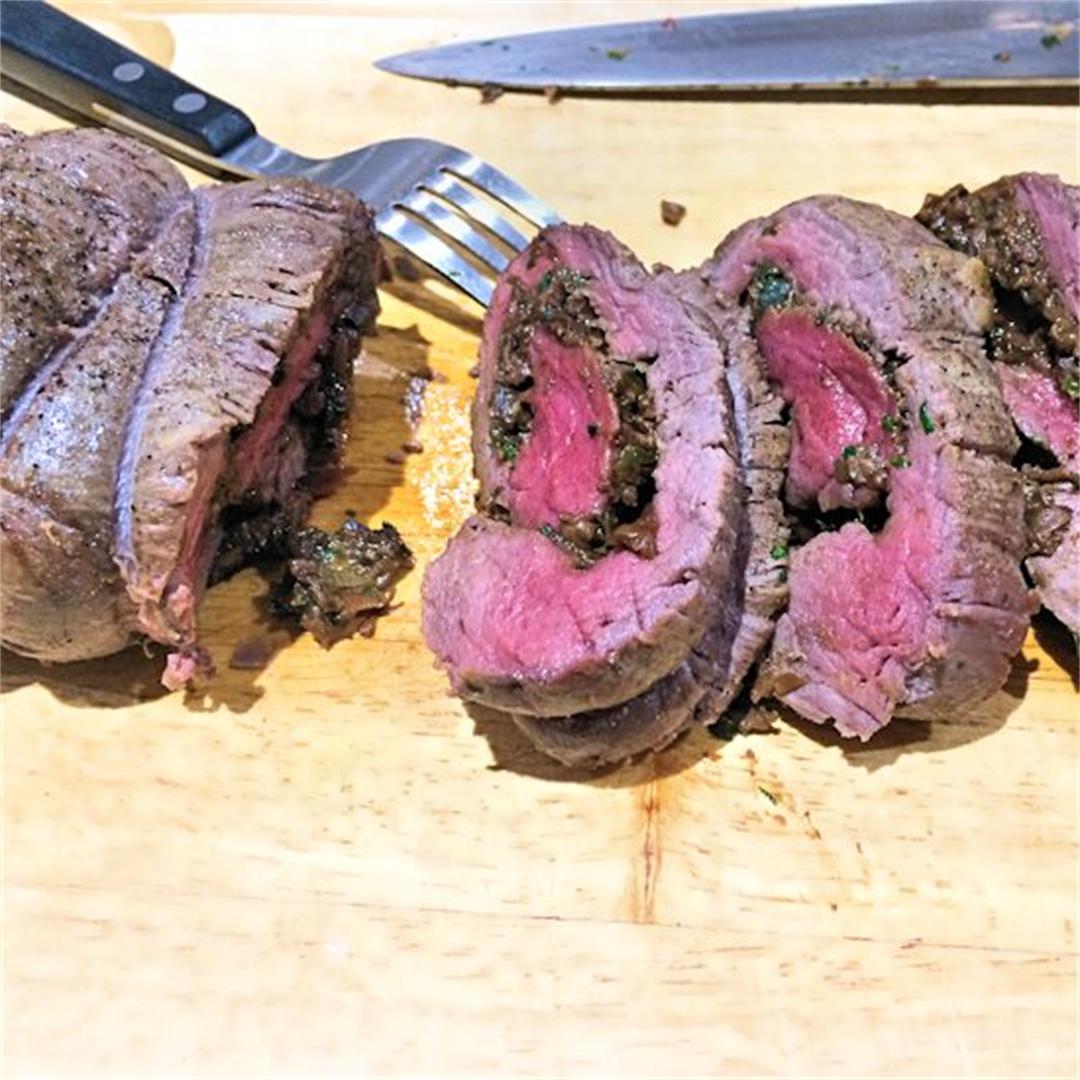 Beef fillet with mushroom stuffing