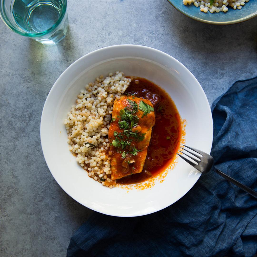 Chraime with Couscous AKA fish in spicy tomato sauce