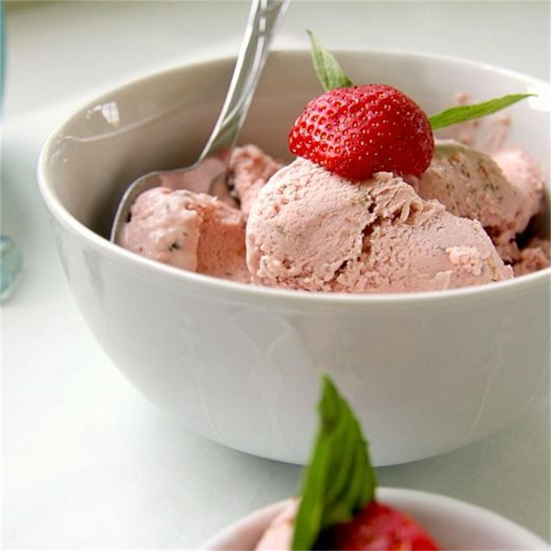 Strawberry & Basil Ice Cream