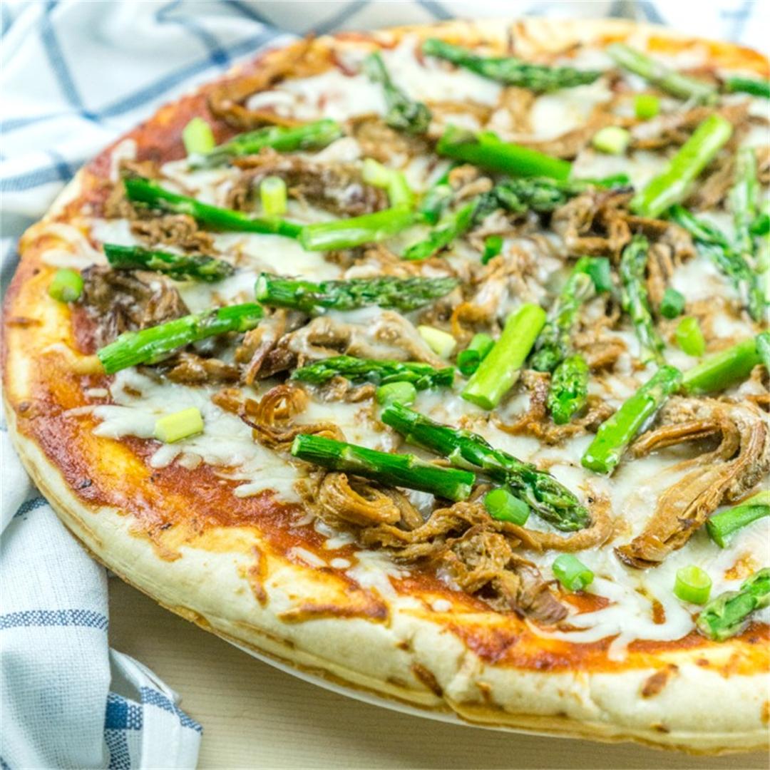 BBQ Pulled Pork Pizza with Asparagus