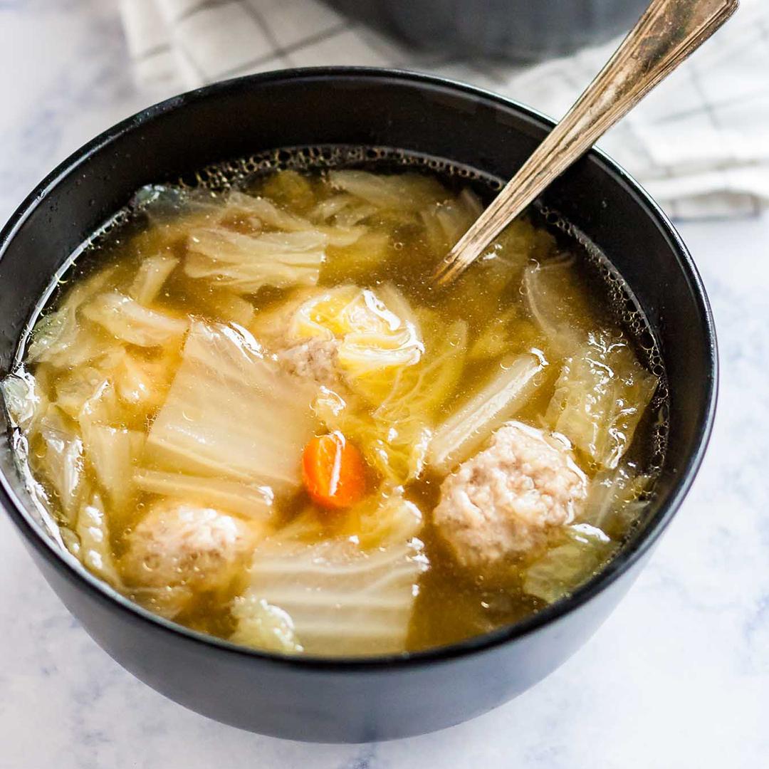 Cabbage and Pork Meatball Soup