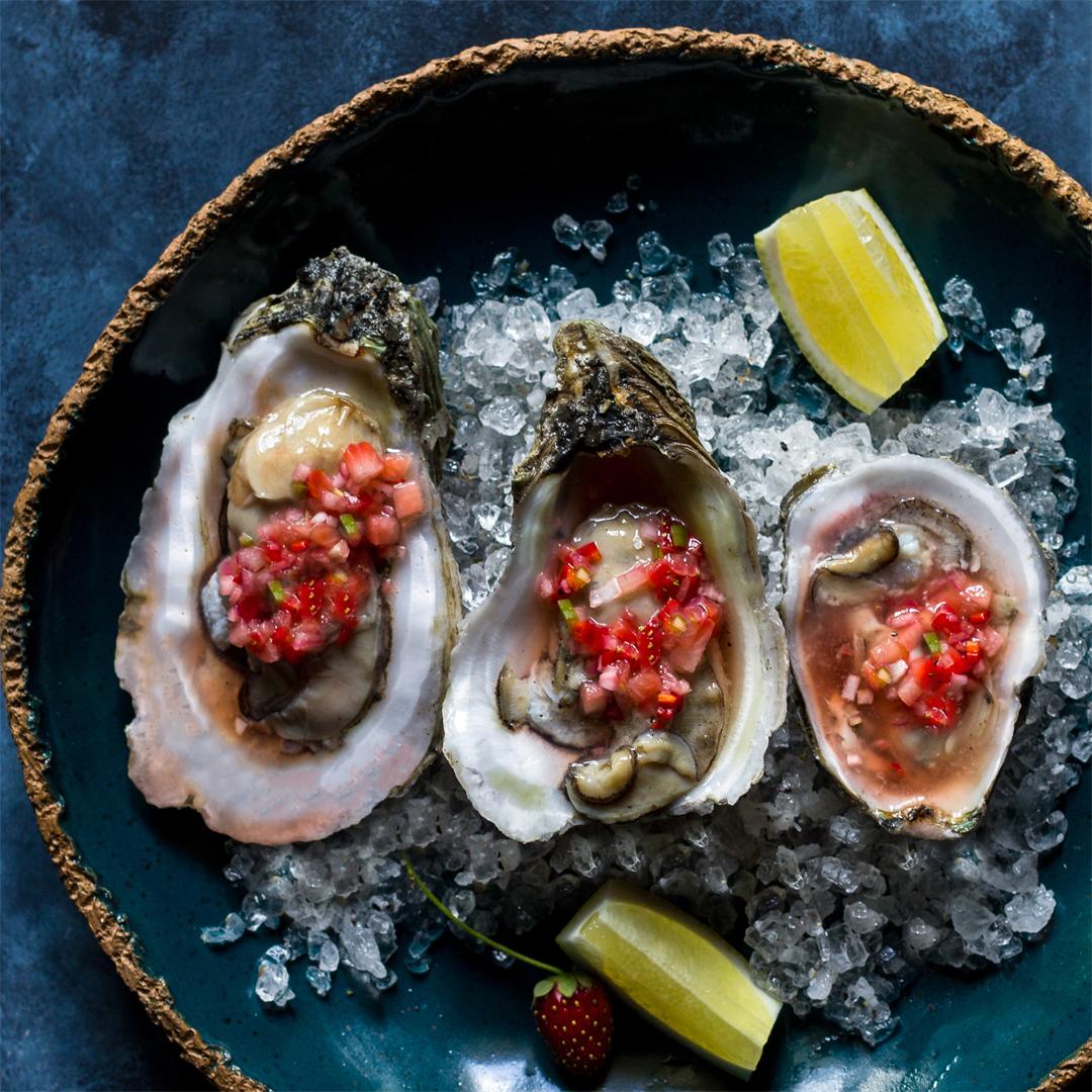 Oysters With Strawberry Mignonette