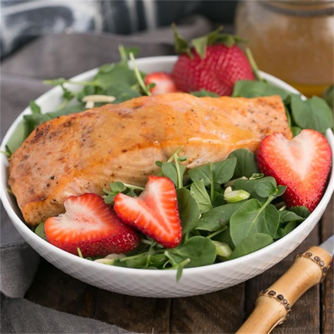Salmon Watercress Salad with Strawberry Vinaigrette